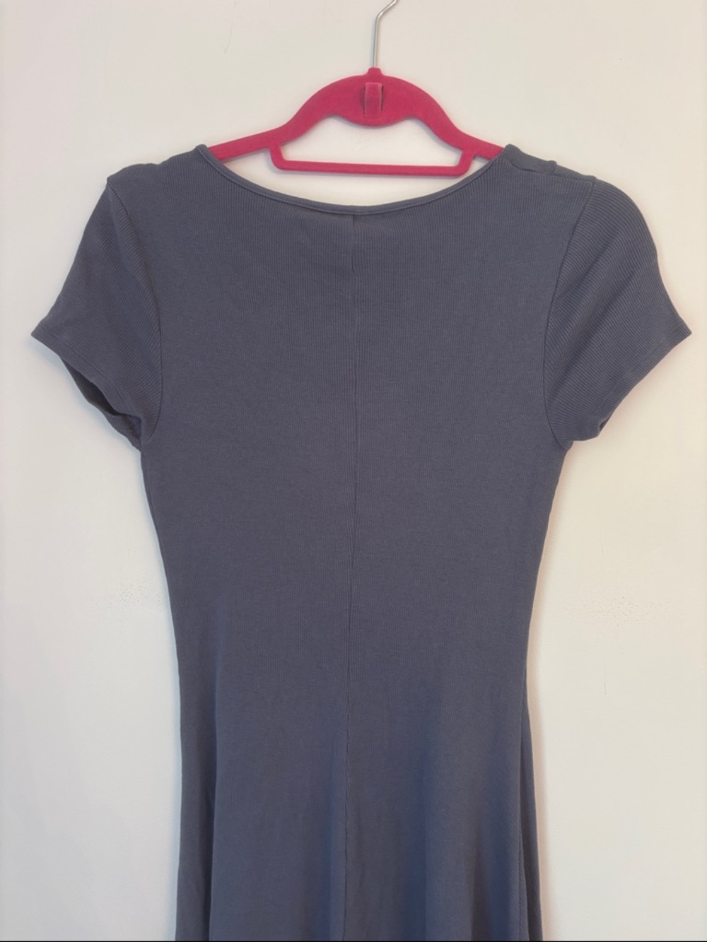Universal Threas Blue Ribbed Scoopneck Button Down Midi Dress NWT - Picture 4 of 6